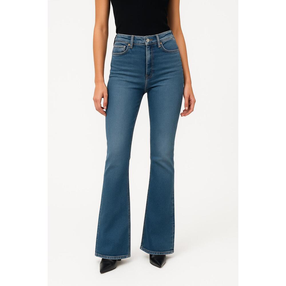 NWT Zara Flare Jeans Womens Size 2 Blue High‎ Waisted 5 Pocket Denim Modern Chic